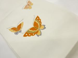 塩瀬金彩金駒刺繍手描き蝶模様名古屋帯